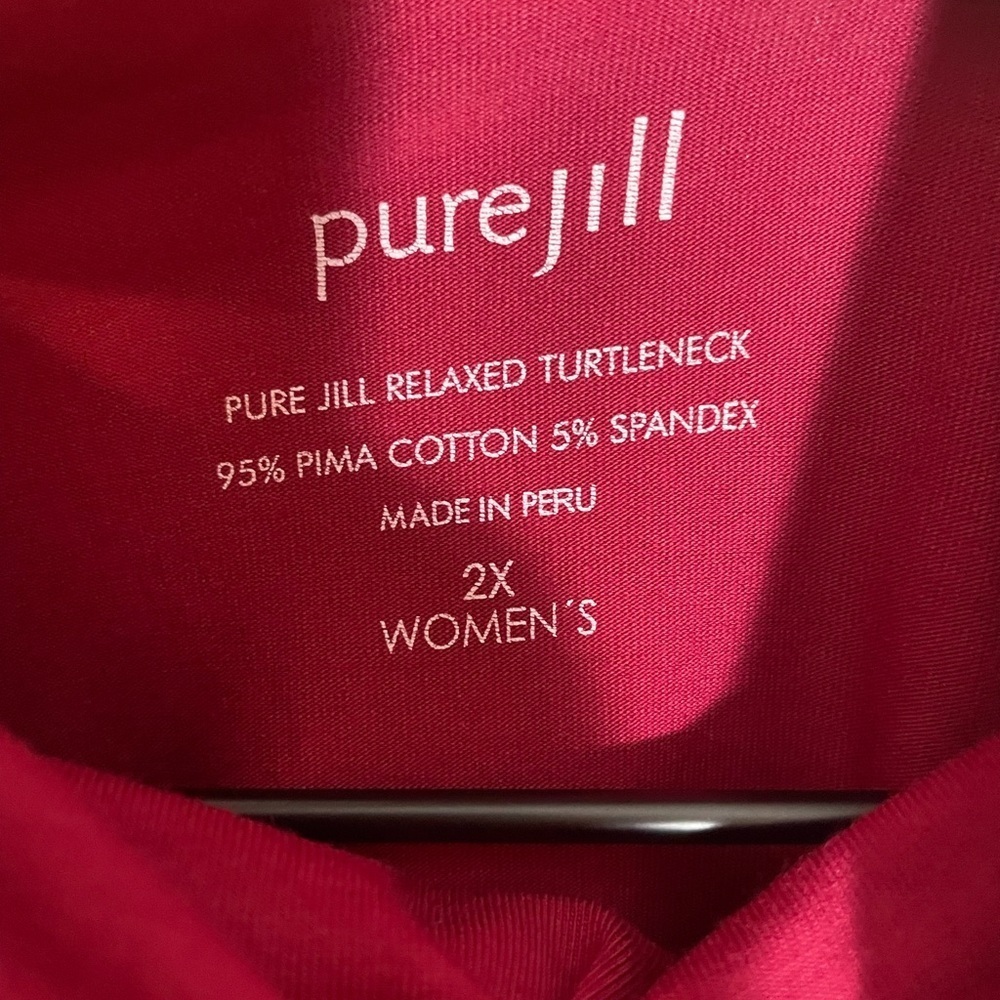 PureJill Pima Cotton Burgundy Relaxed Turtleneck Stretch Women’s Size 2X - Picture 2 of 10